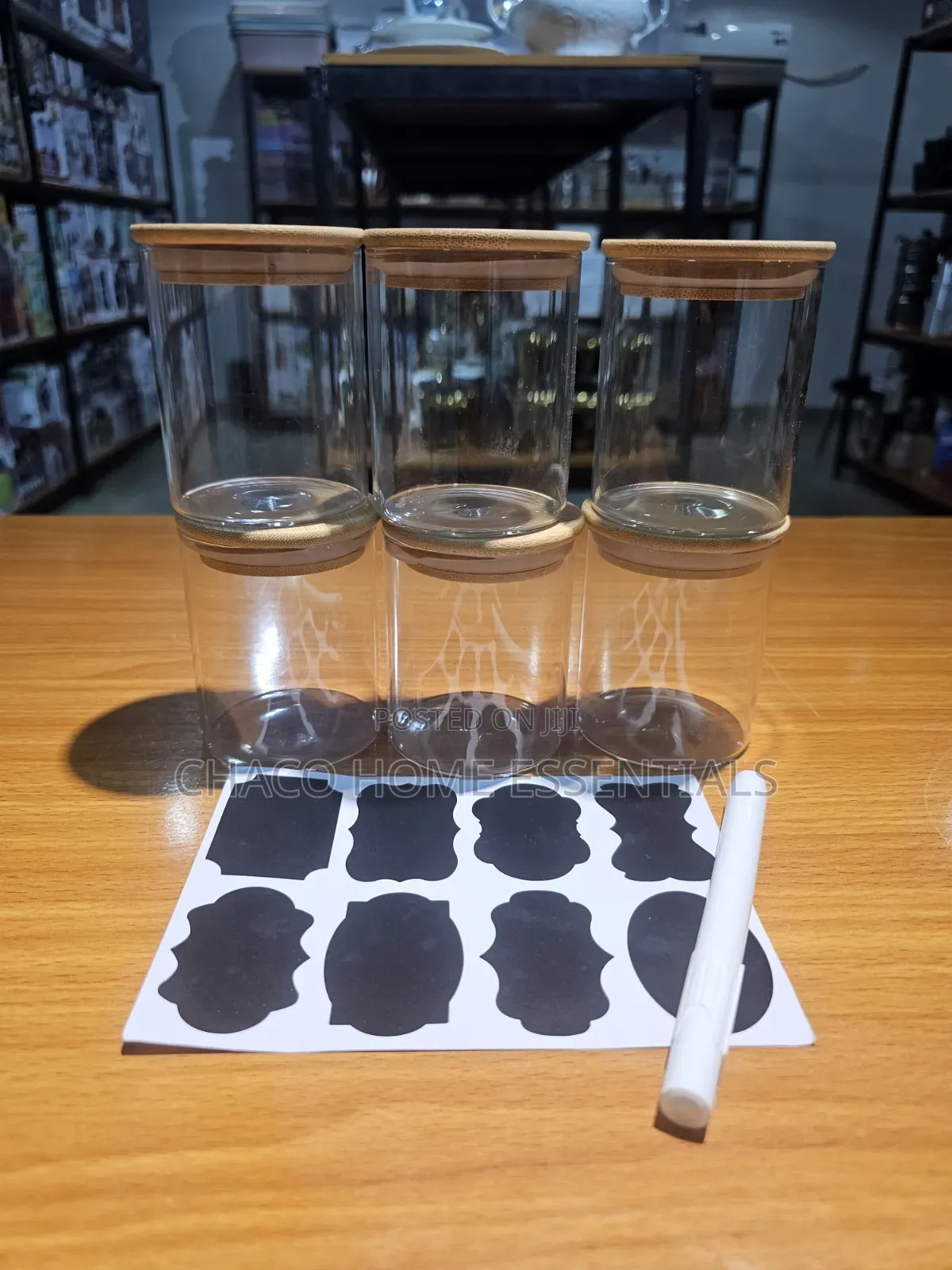 6-Piece Glass Spice Jars Set With Bamboo Lids Labels