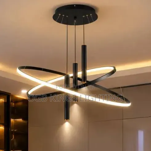 Black Led Pendant Light With 3in1 Drop Light for Dining Table Lamp