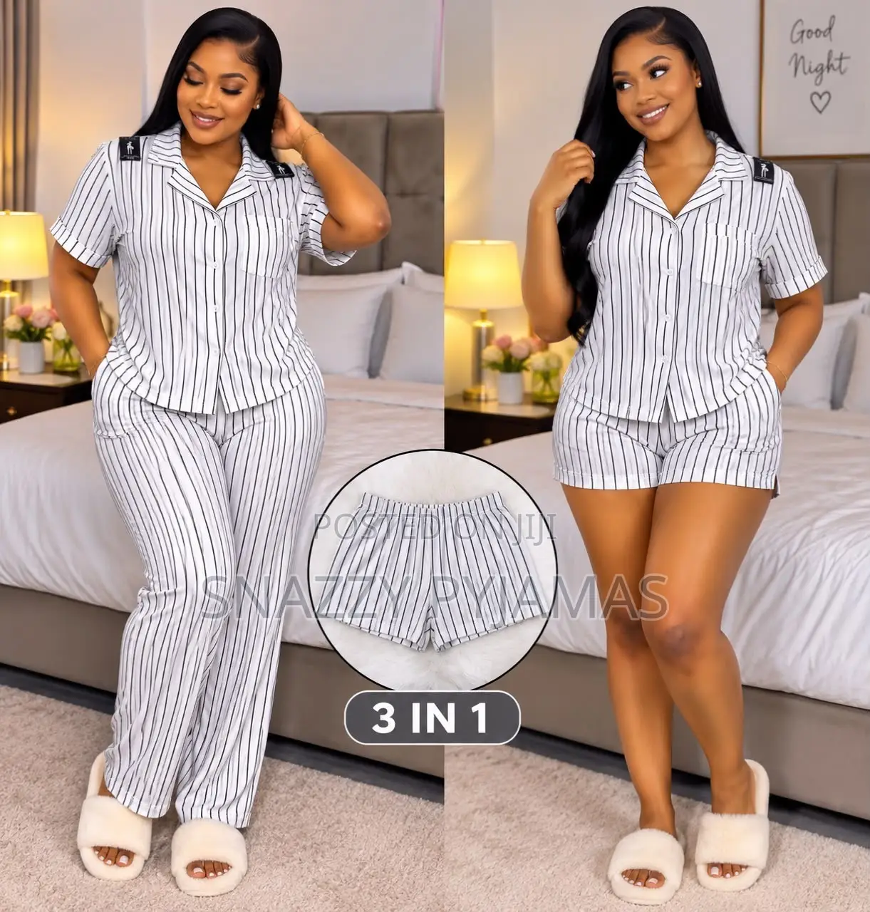 Uk Modal Cotton 3 in 1 Short, Trouser Shirt Pj Set