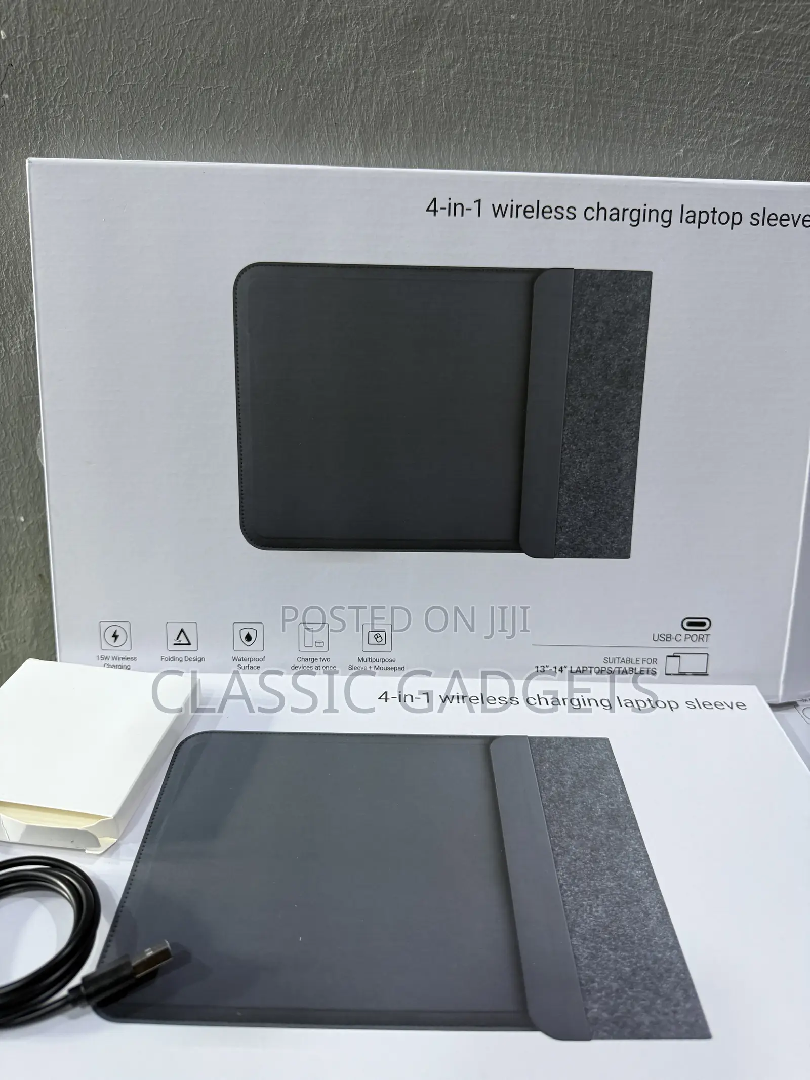 4-in-1 Laptop Sleeve With Wireless Charging for 13/14 Inches Laptop