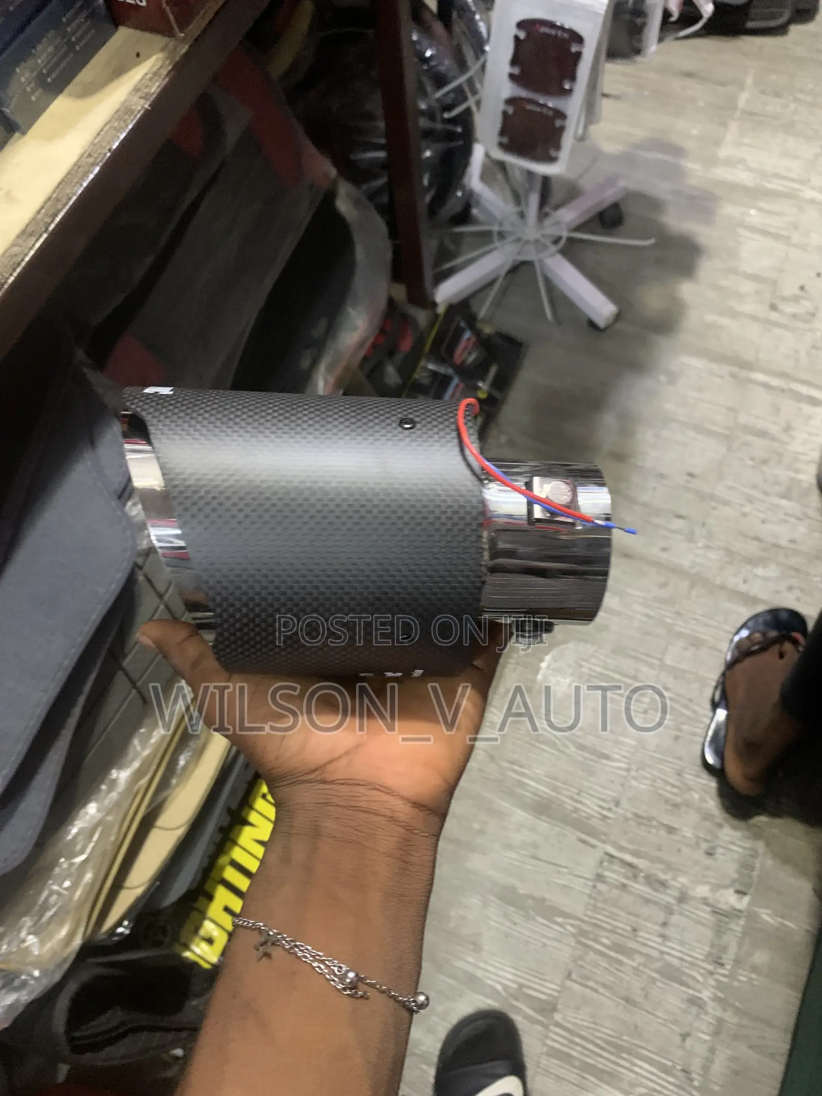 Carbon Fiber Style Car Exhaust Tip With LED Light