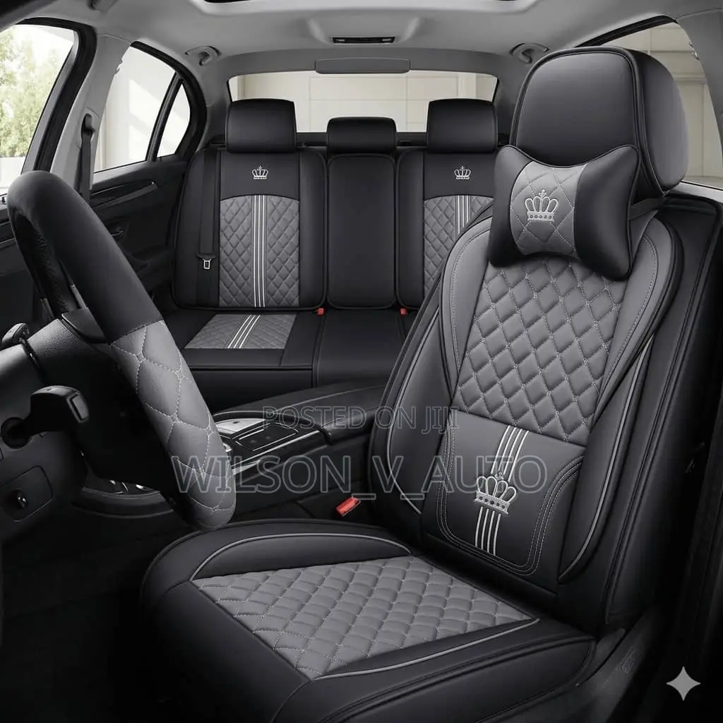 Premium Crown VIP Quilted Leather Car Seat Covers (Full Set)