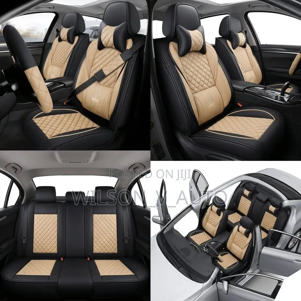 Premium Crown VIP Quilted Leather Car Seat Covers (Full Set)