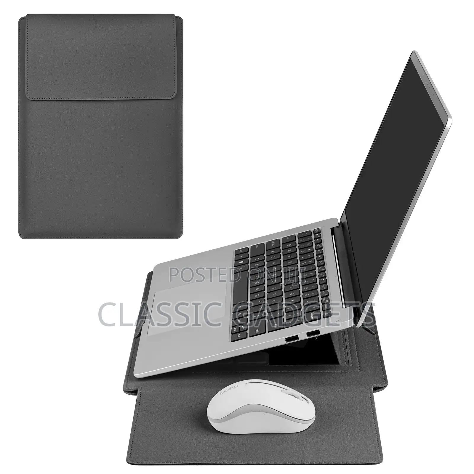 Egonomic Pu Leather Laptop Sleeve With Stand and Mousepad