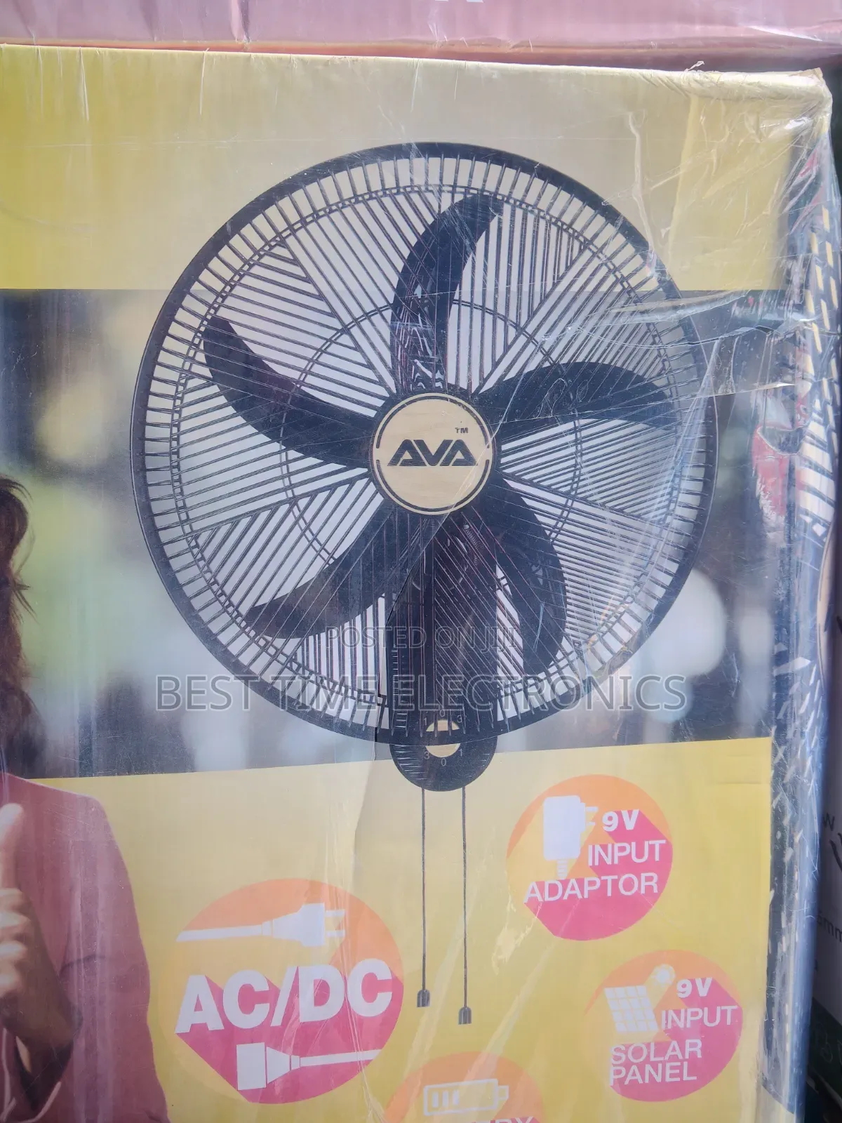 18" Ava Rechargeable Wall Fan With Solar Panel