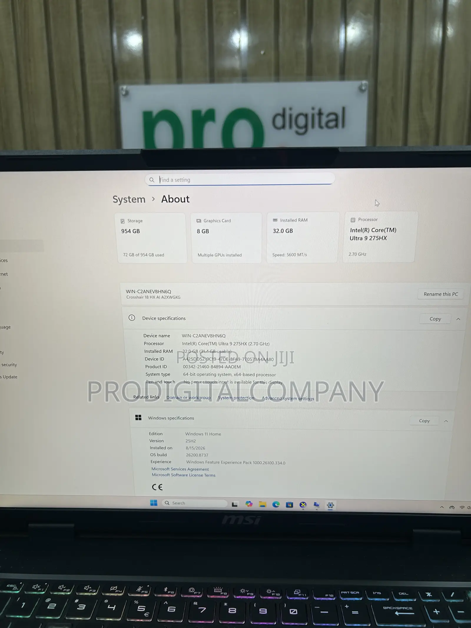 Laptop MSI Crosshair 17 32GB Intel Core Ultra 9 SSD 1T