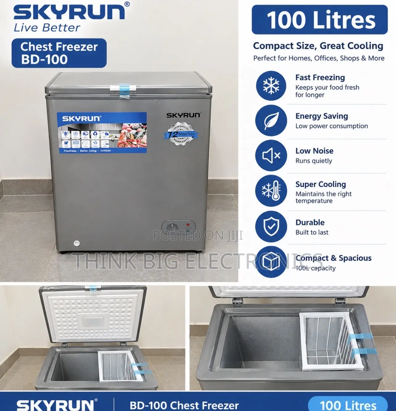 Brand New Skyrun Chest Freezer 100L Super Fast Freezing