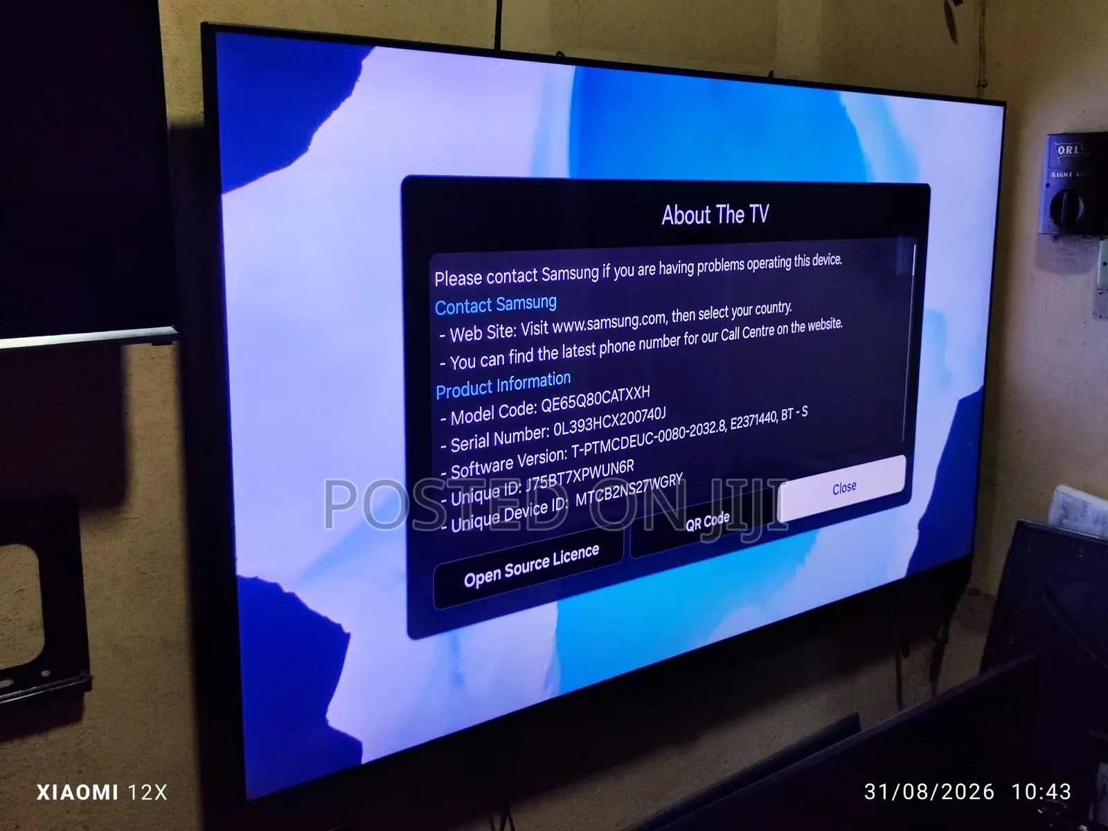 Boxed 65" Samsung Qled Q80c 120hz Bezel-Less Screen Gaming Smart TV