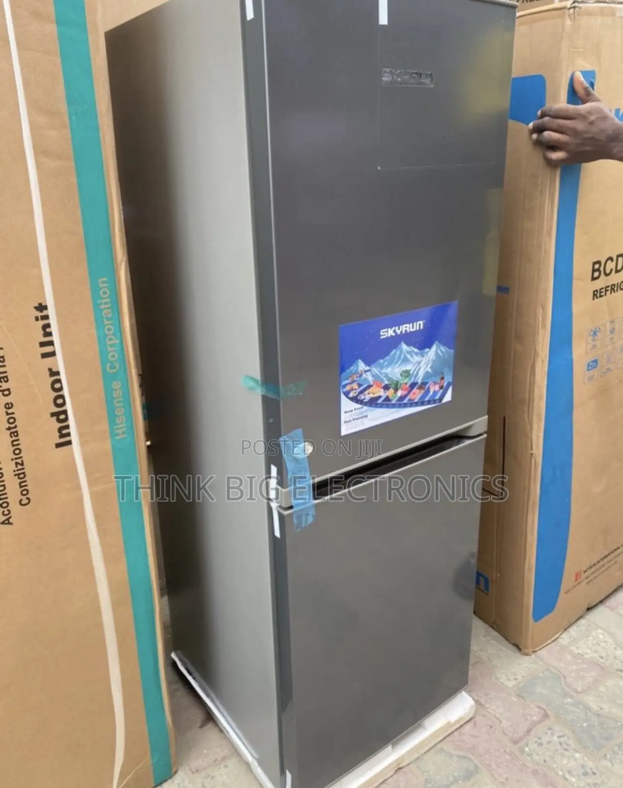 Brand New Skyrun Double Door Standing Refrigerator - Silver