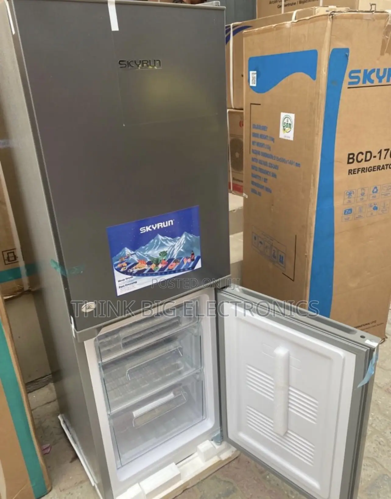 Brand New Skyrun Double Door Standing Refrigerator - Silver