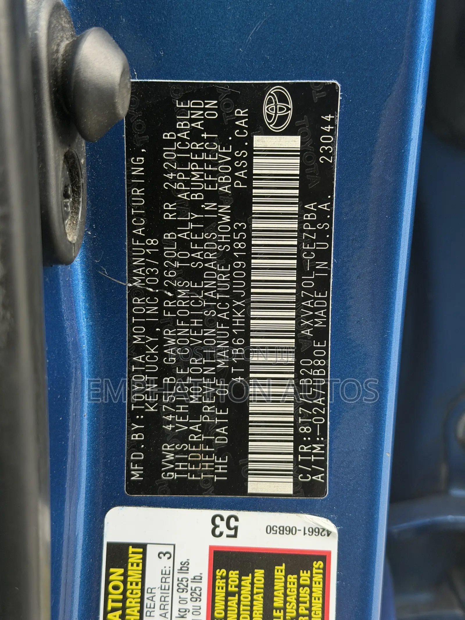 Toyota Camry XSE FWD (2.5L 4cyl 8AM) 2018 Blue