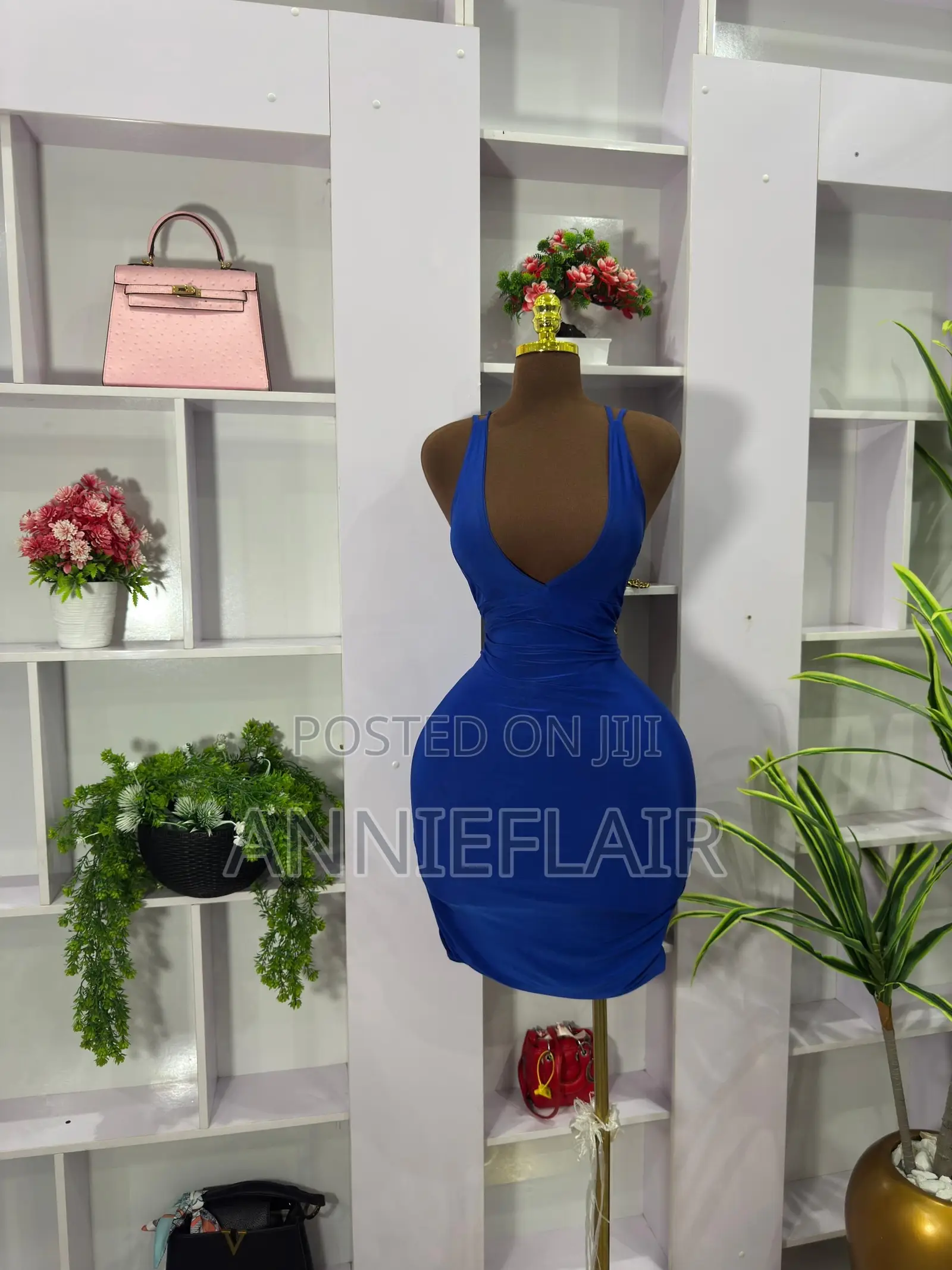 Royal Blue Ruched Bodycon Mini Dress – Elegant Party Dress
