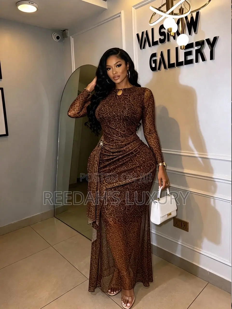 Wild Elegance Leopard Mesh Gown