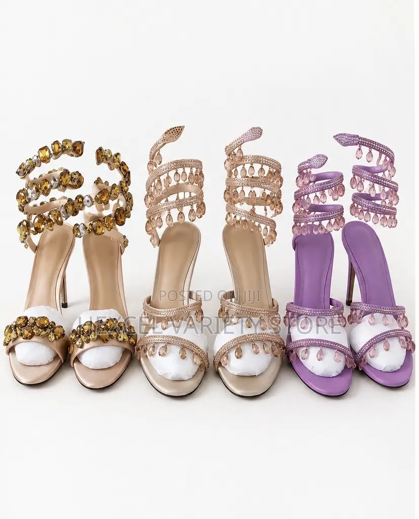 Luxury Ladies Rhinestone Ankle-Wrap Stiletto High Heel