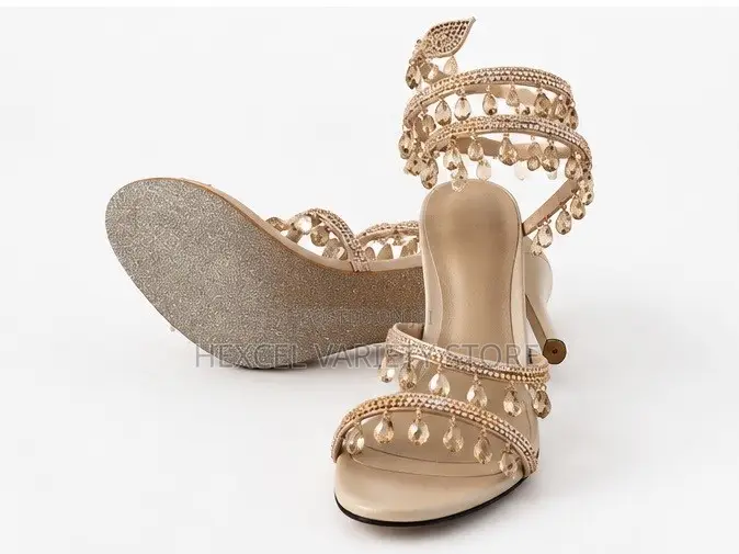 Luxury Ladies Rhinestone Ankle-Wrap Stiletto High Heel