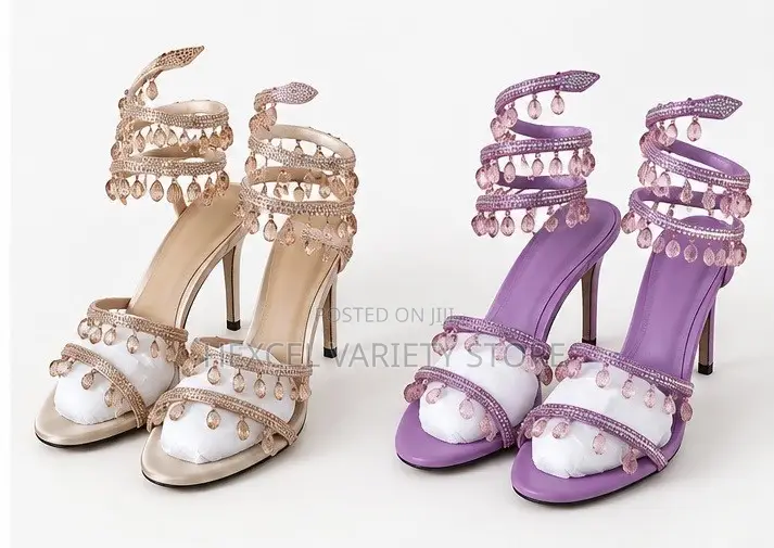 Luxury Ladies Rhinestone Ankle-Wrap Stiletto High Heel