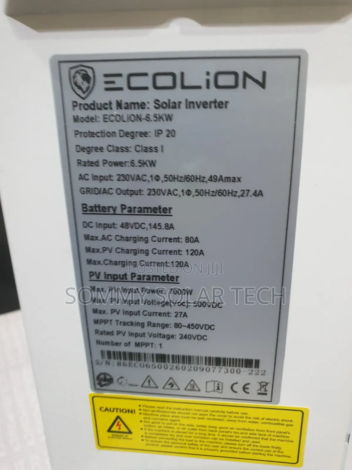 Ecolion Hybrid Solar Inverter 6.5kva 48v