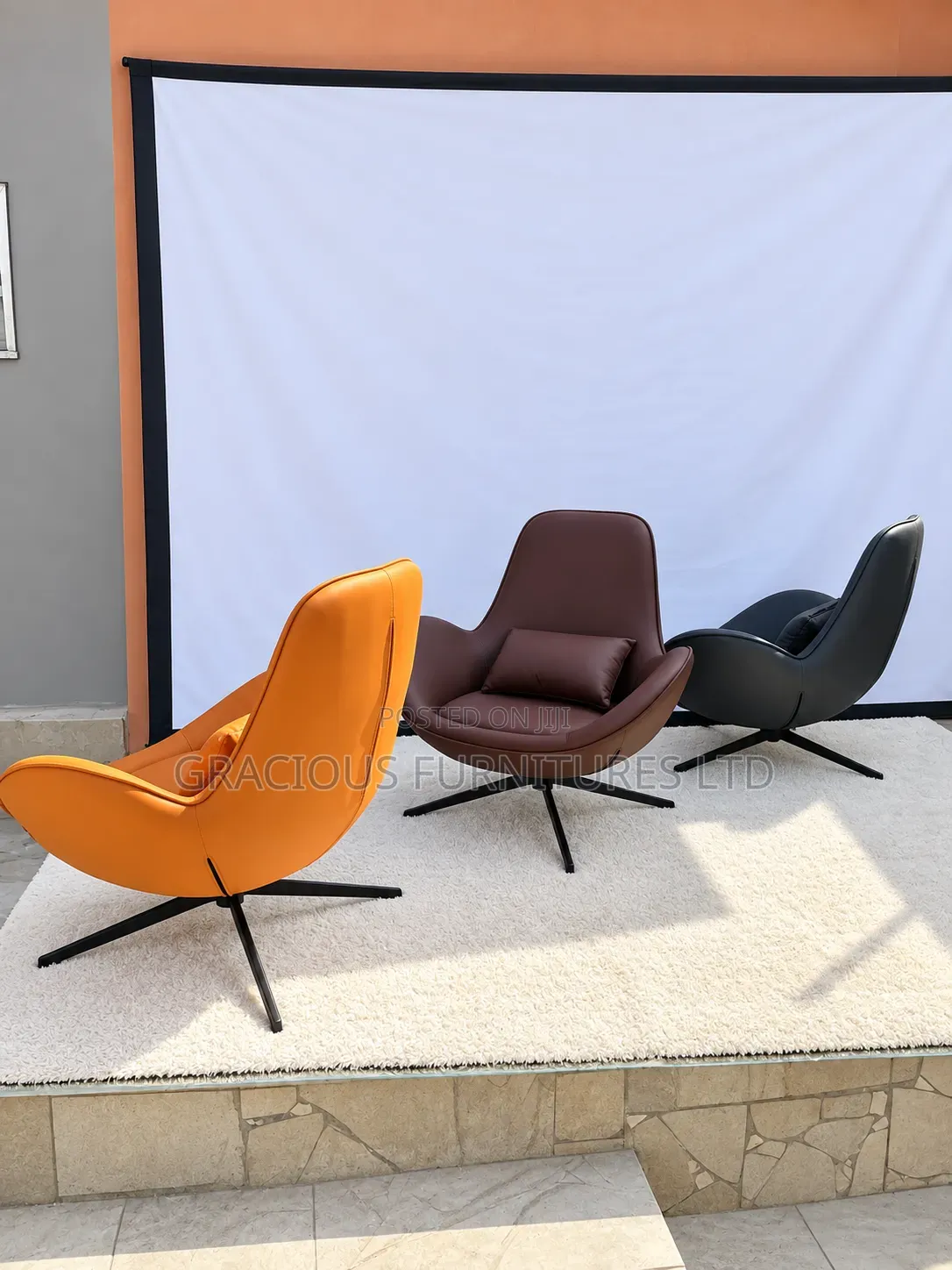 Faux-Leather Swivel Chair