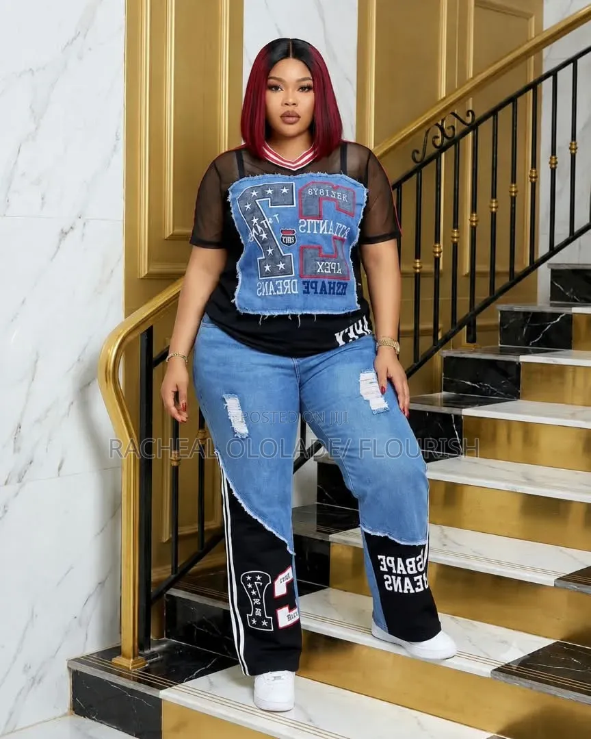 Luxury Mixed Jeans Up and Down Trouzer