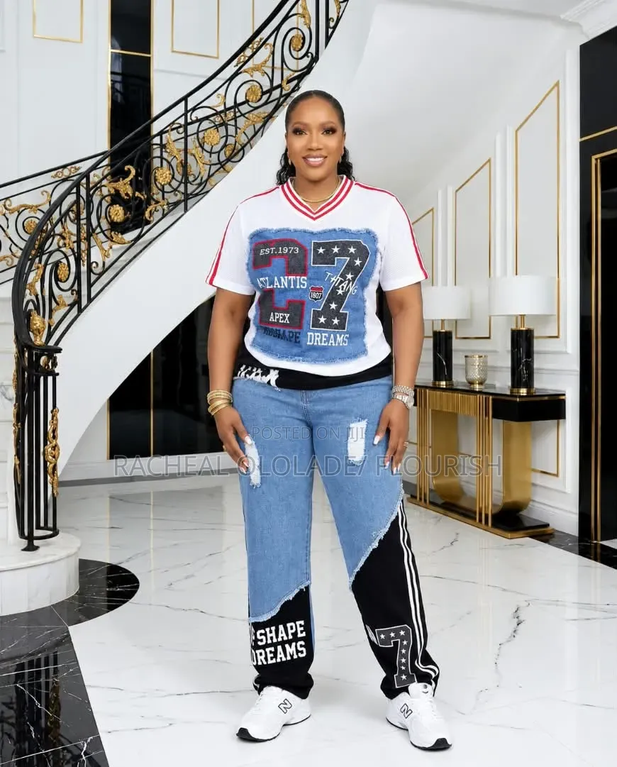 Luxury Mixed Jeans Up and Down Trouzer