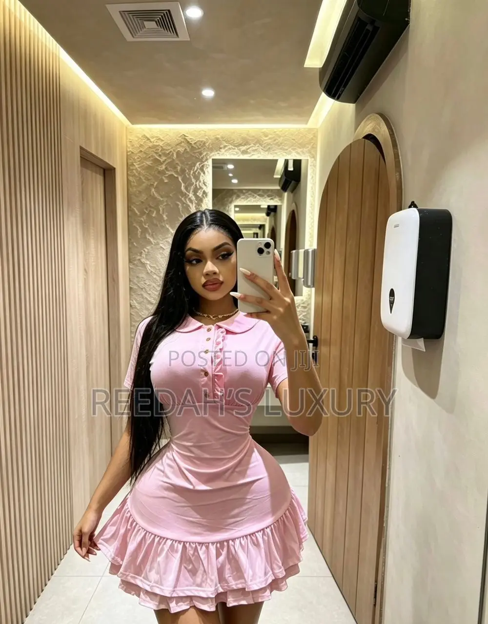 Ruffle-Hem Button-Front Mini Dress
