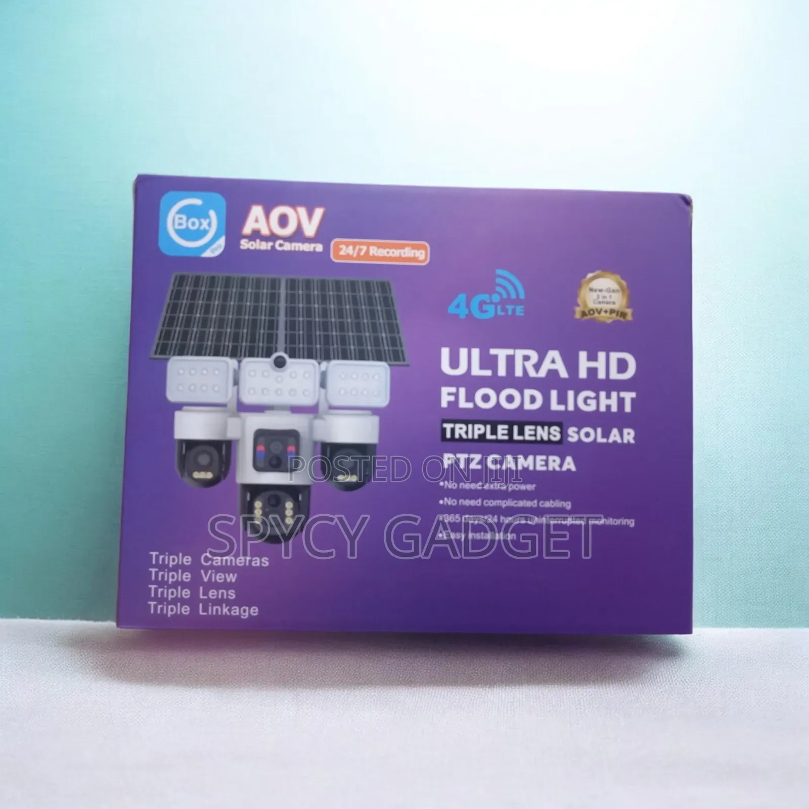 Ultra HD 4G PTZ Triple Lens Solar Camera With 3 Floodlight