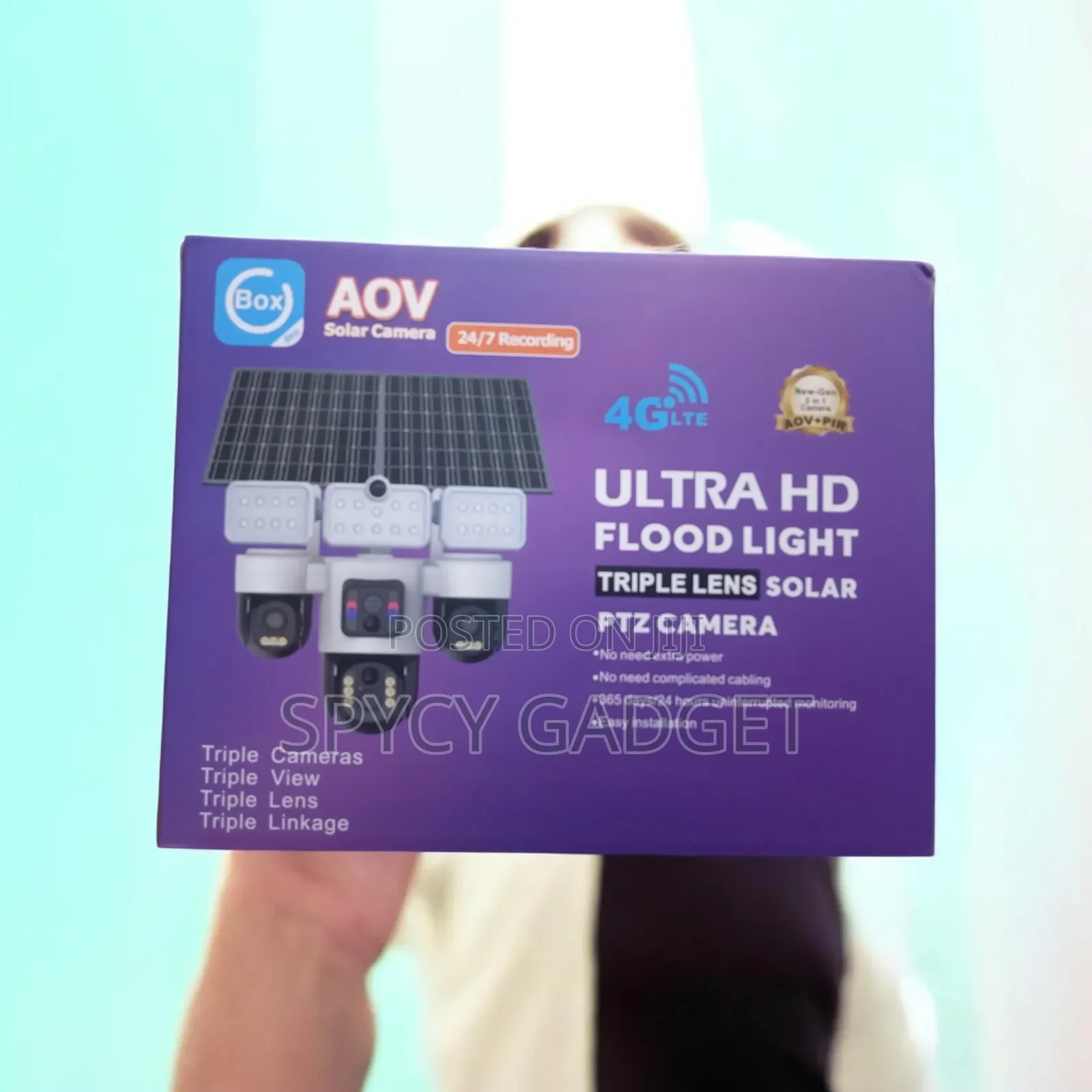 Ultra HD 4G PTZ Triple Lens Solar Camera With 3 Floodlight