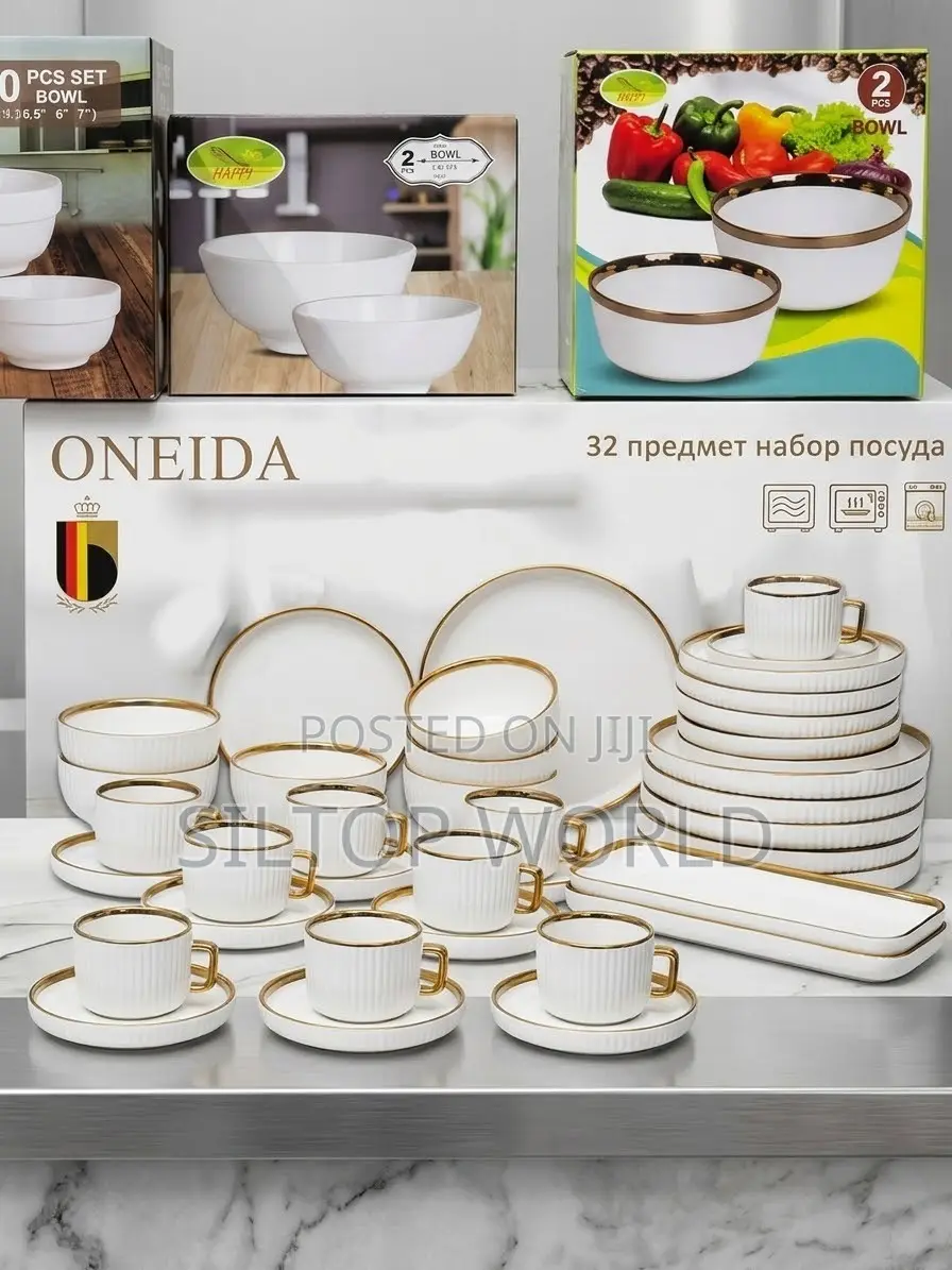 32pcs Luxury Proclaim Ceramic Gold-Rimmed Dinner Set