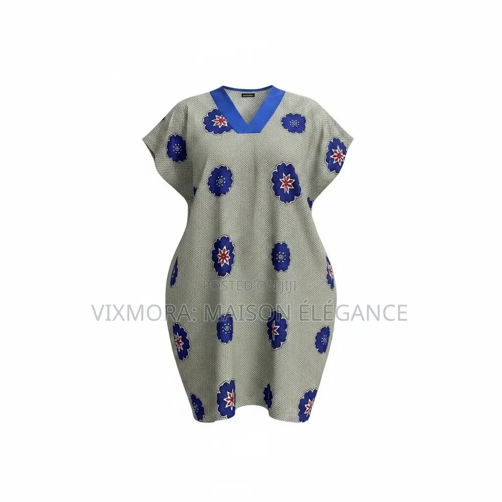 3 Quater Blue Flower Boubou