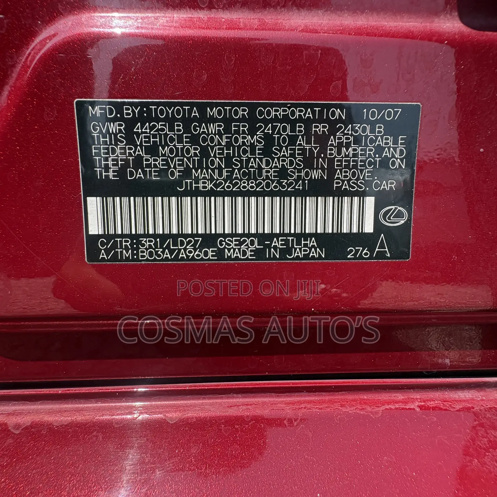 Lexus IS 250 2008 Red