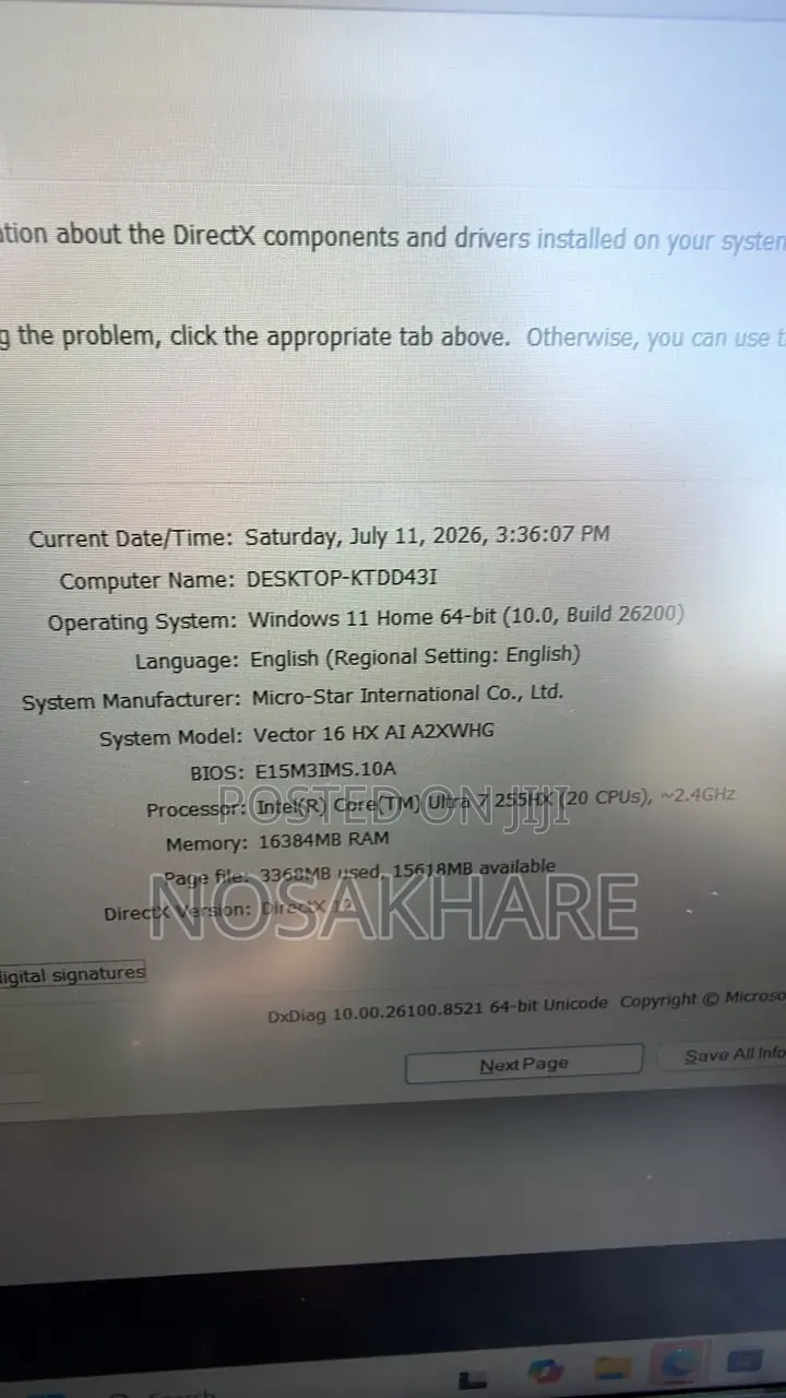 Laptop MSI Vector 16 HX AI A2XWIG 16GB Intel Core Ultra 7 SSD 1T
