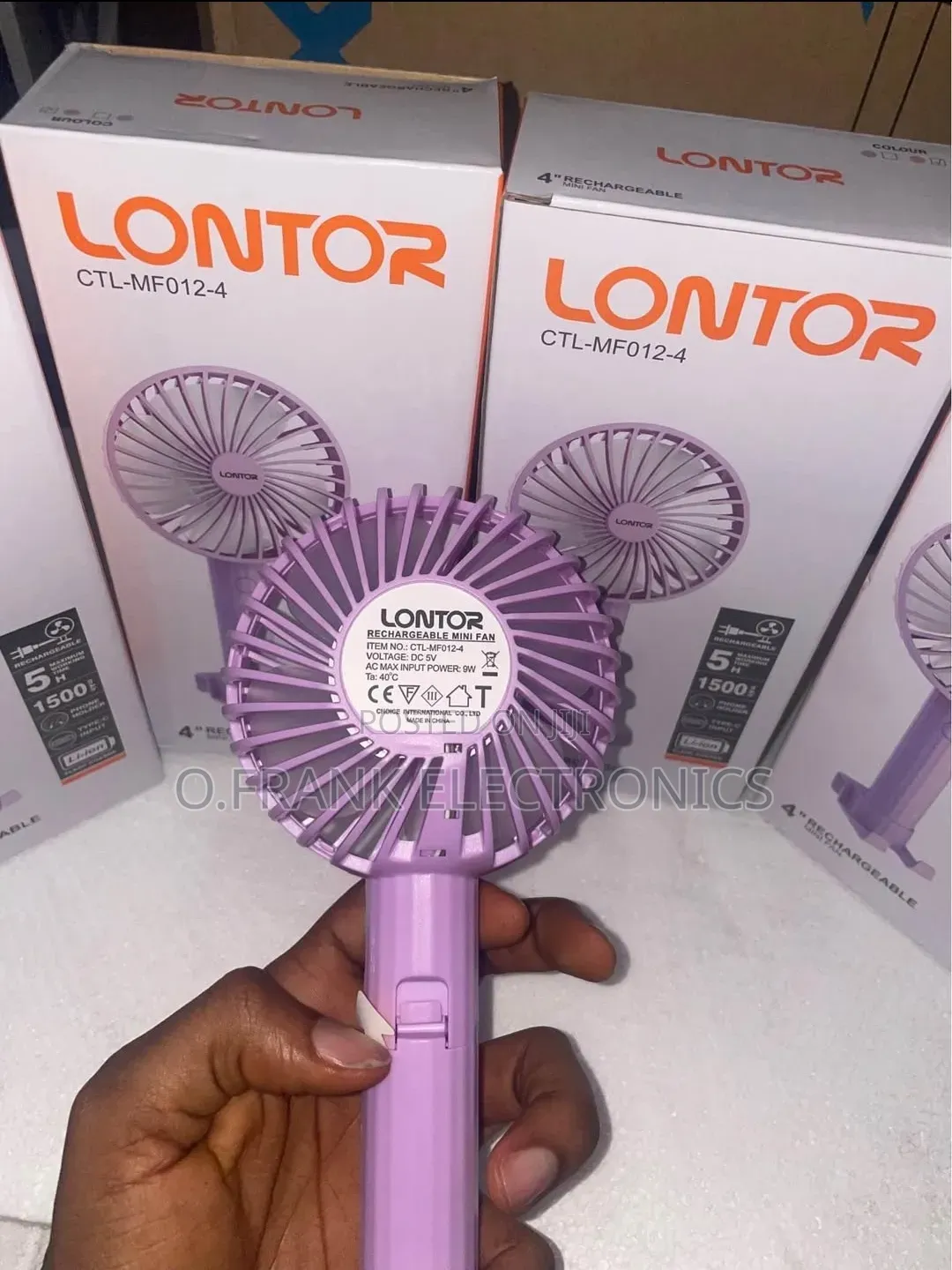 Lontor Rechargeable Mini Fan 4”