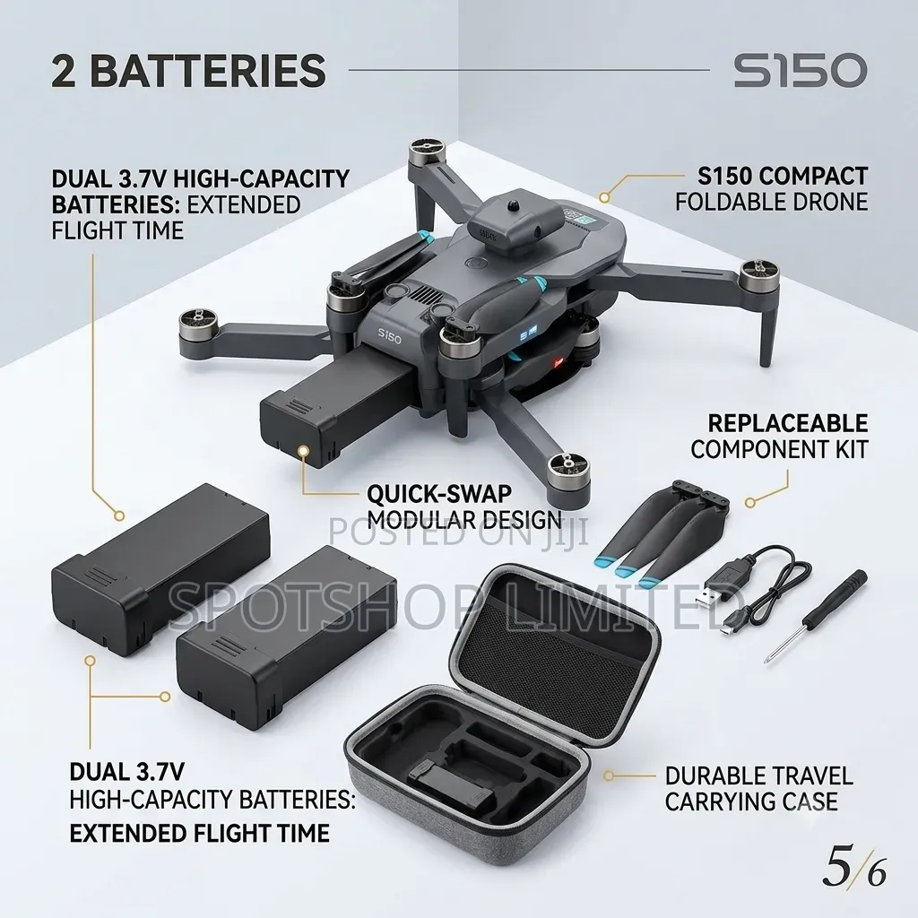 S150 Foldable Drone – 2 Batteries + Wifi