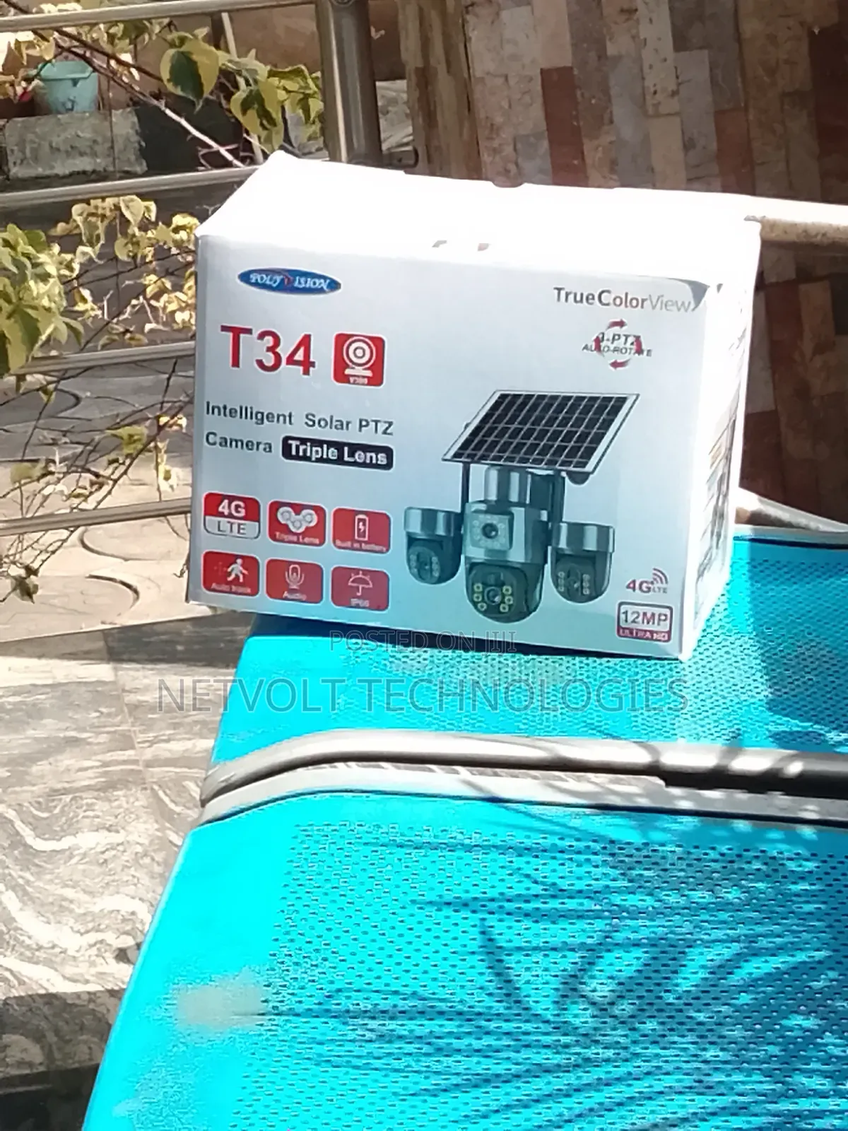 12MP 4G Solar PTZ CCTV Camera With Triple Lens