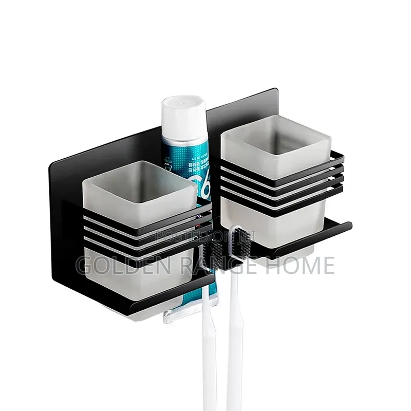 Black Double Toothbrush/Cup Holder