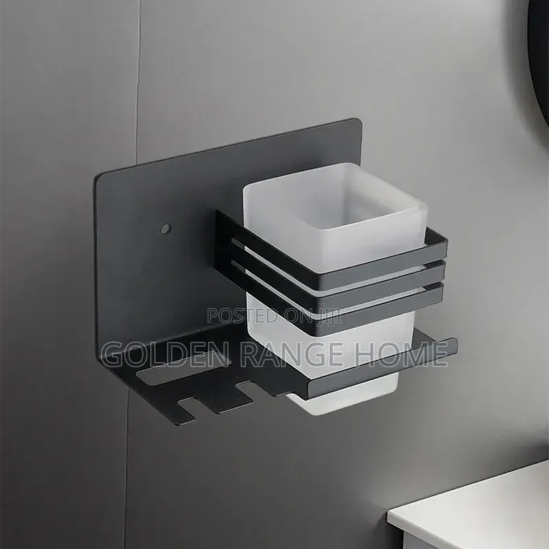 Wall Mounted Black Single Toothbrush/Toothpaste Holder
