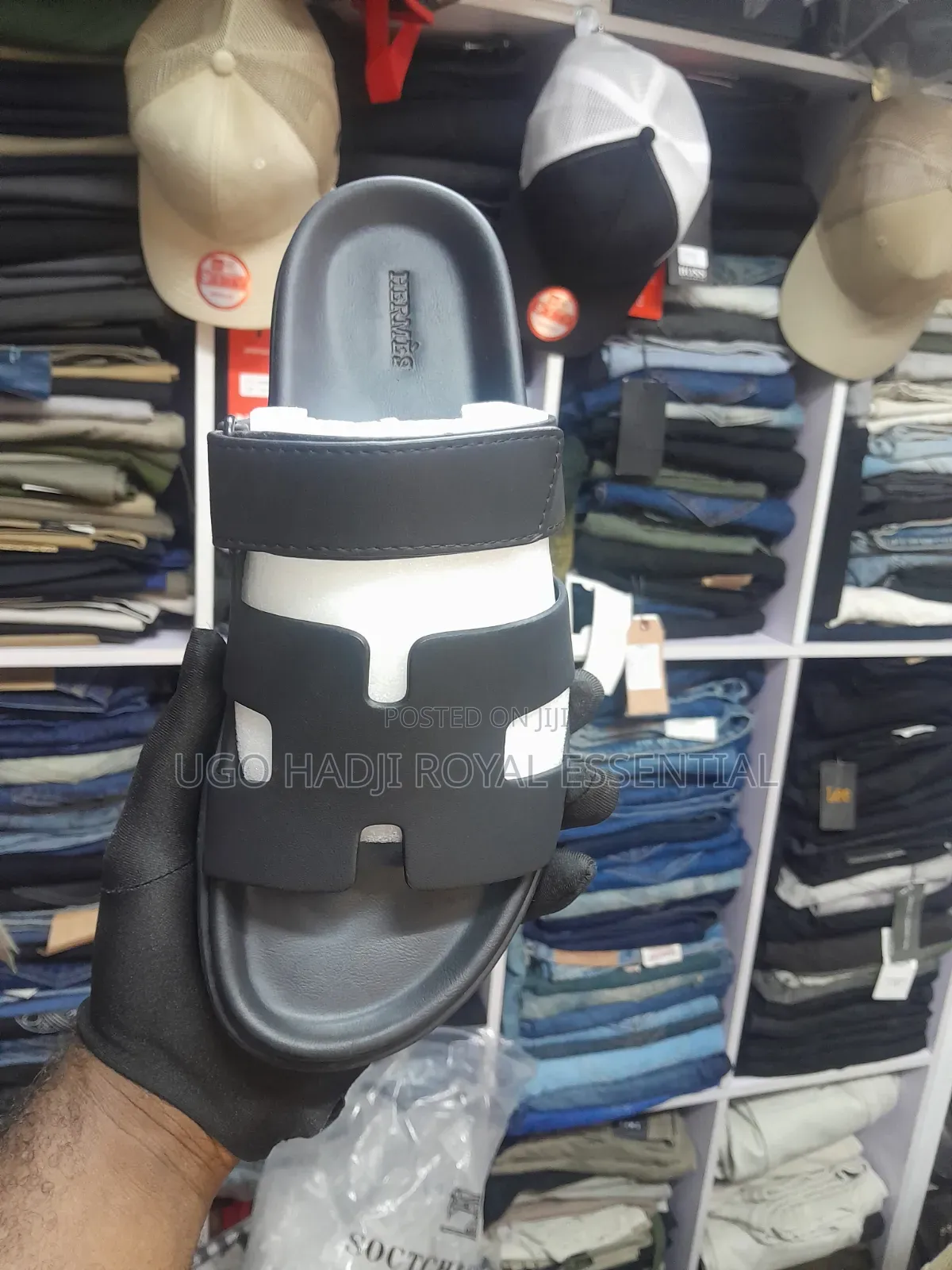 Luxury Leather Hermes Chypre Sandals - Grey