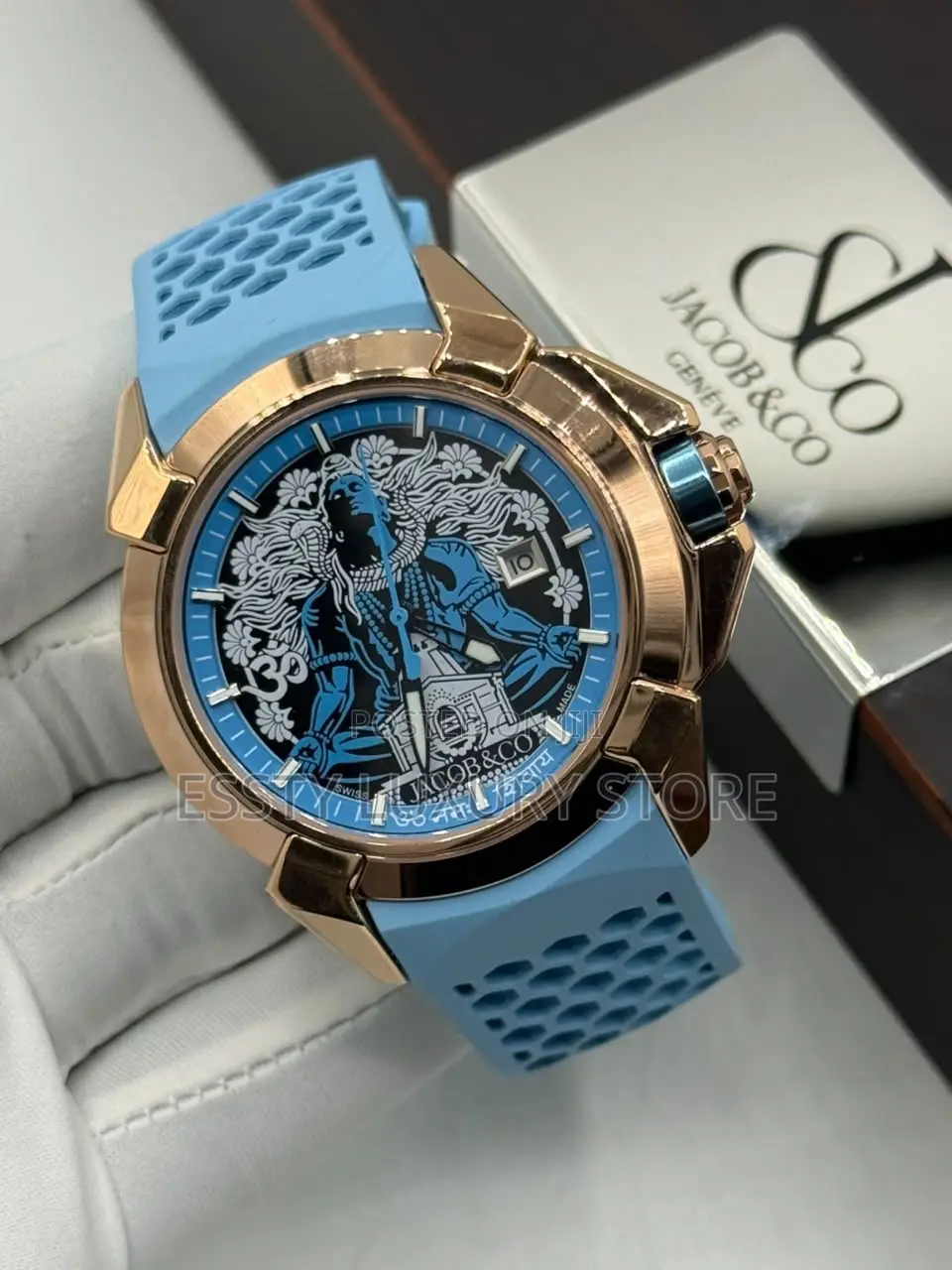 Automatic Engine Luxury Jacob and Co Rubber Wristwatch