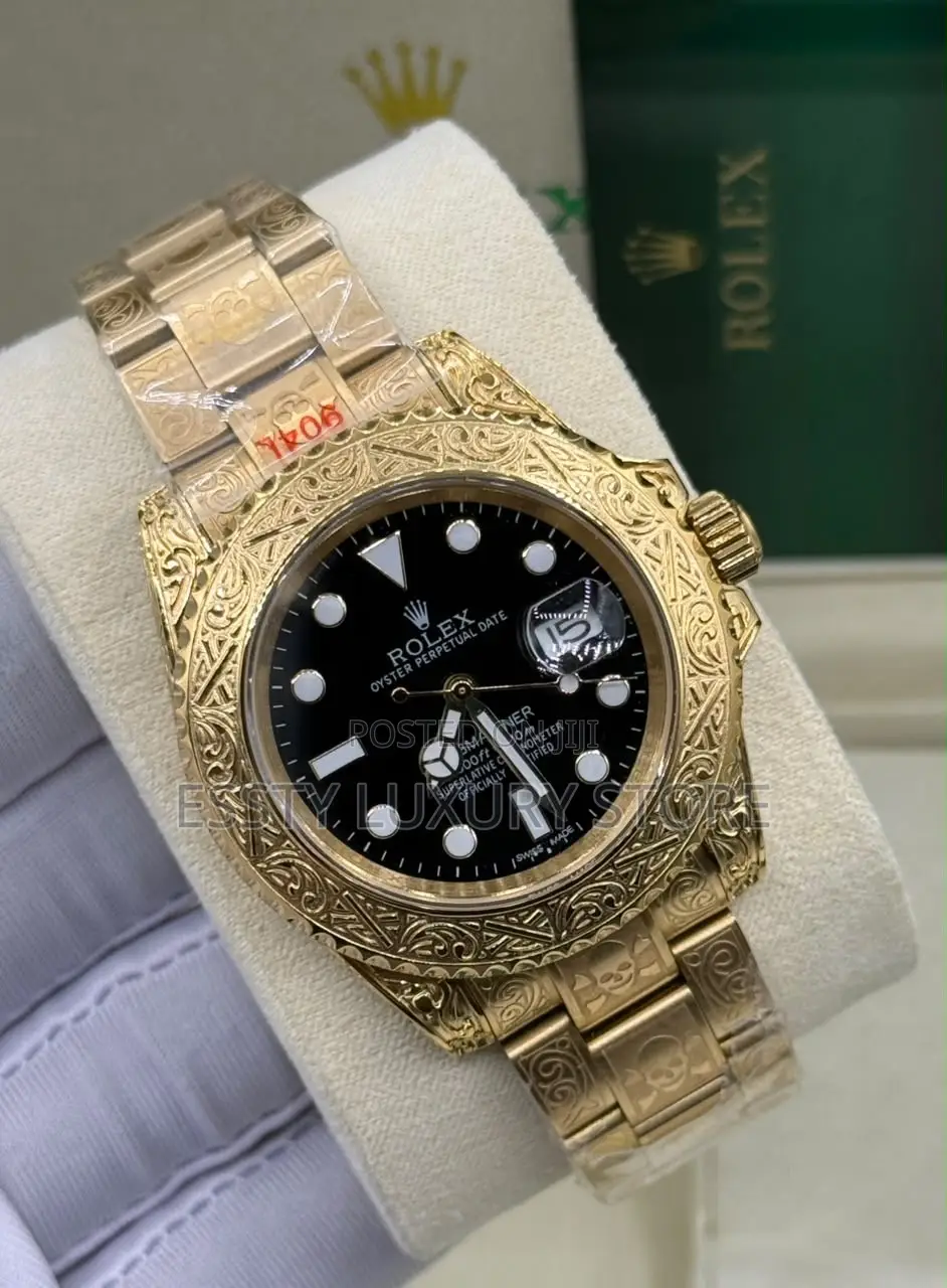 Rolex Oyster Perpetual Date / Custom Engraved Gold Daytona-Style