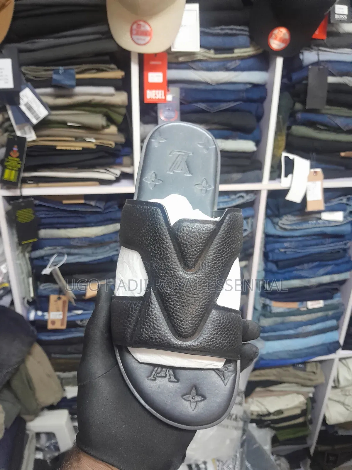 Original Louis Vuitton Leather Slide Slippers for Men