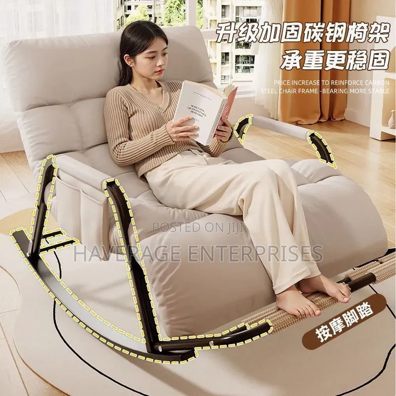 Patio Rocking Chairs With Cushion, Ergonomic Armchair Side Pocket