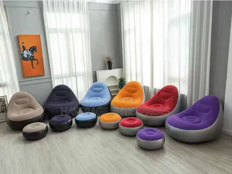 Inflatable Sofa With Foot Rest + Pump Manual Inflatable