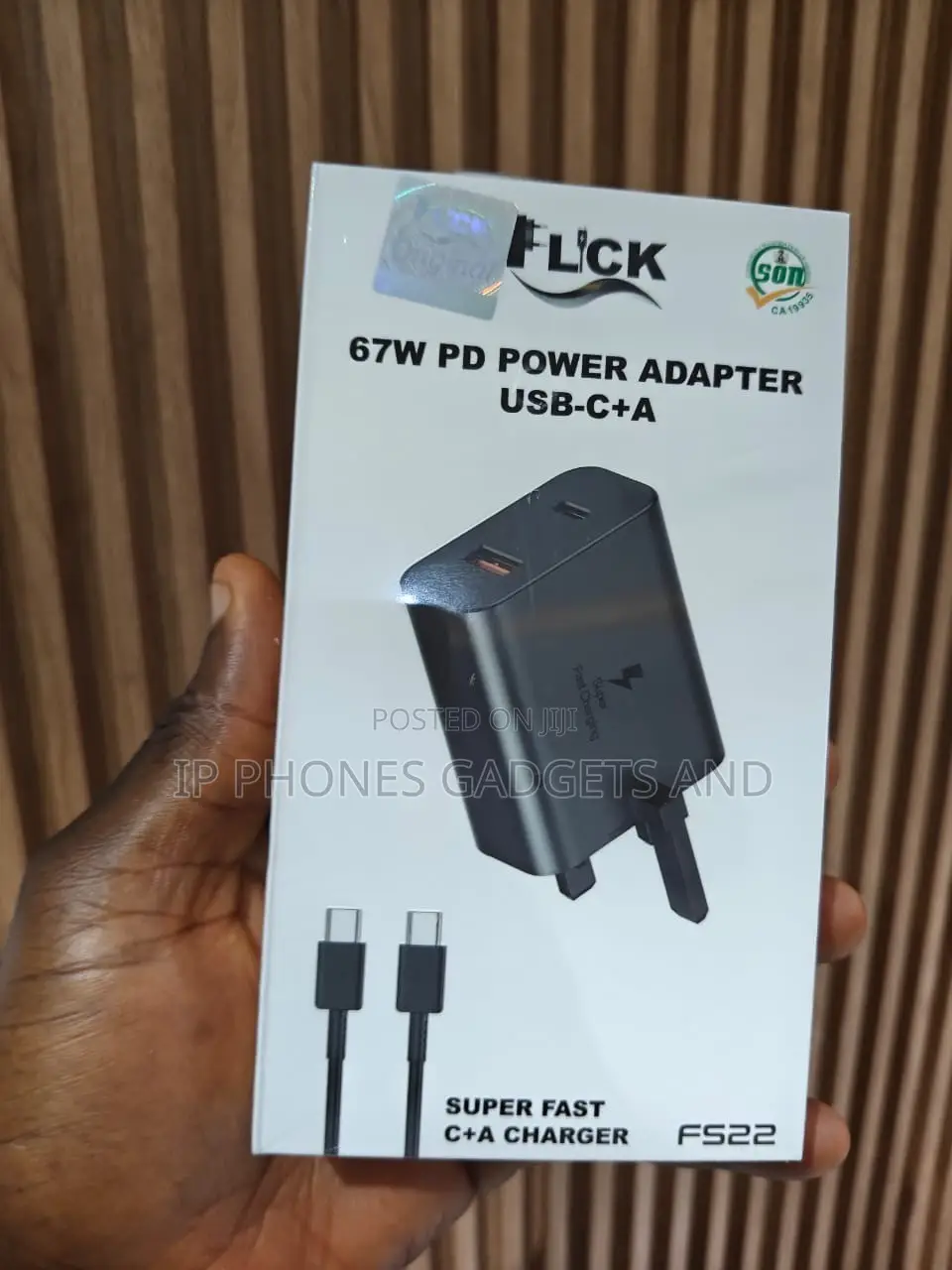 Original Flick Super Fast Charger 67w- USB-C + USB-A + Cable