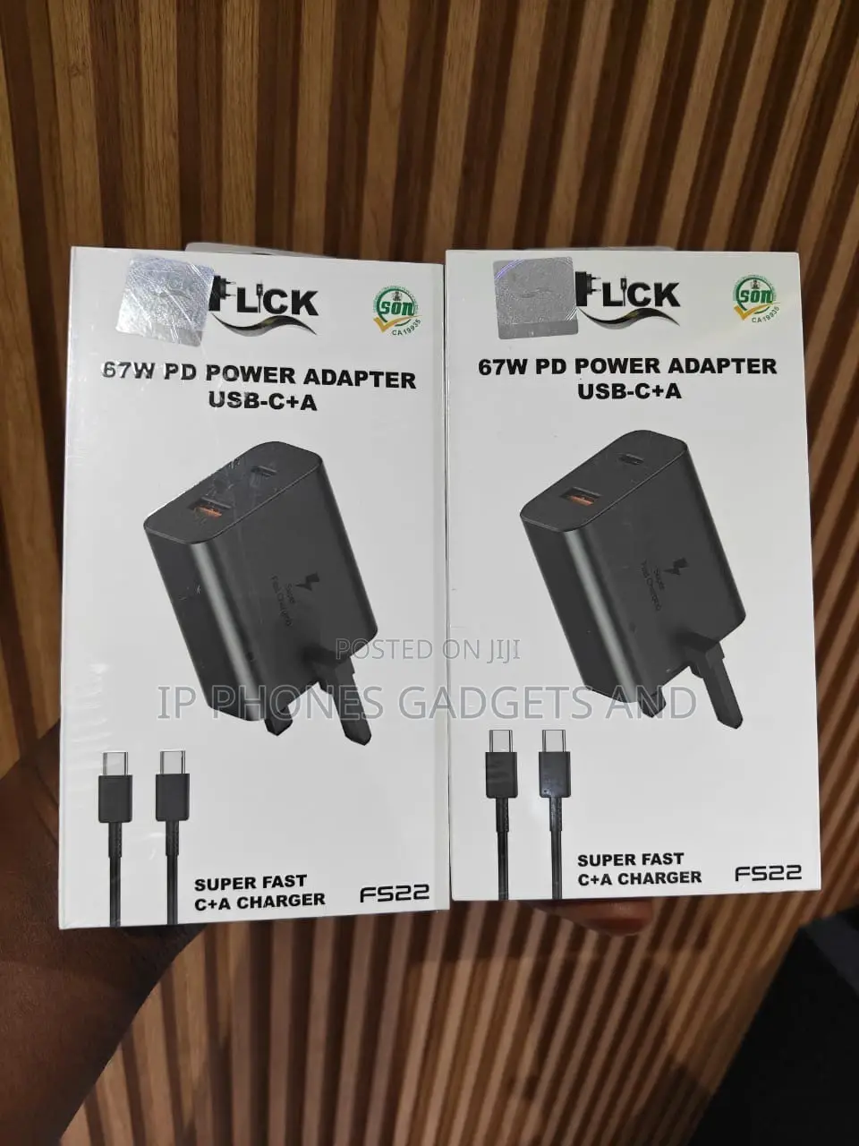 Original Flick Super Fast Charger 67w- USB-C + USB-A + Cable