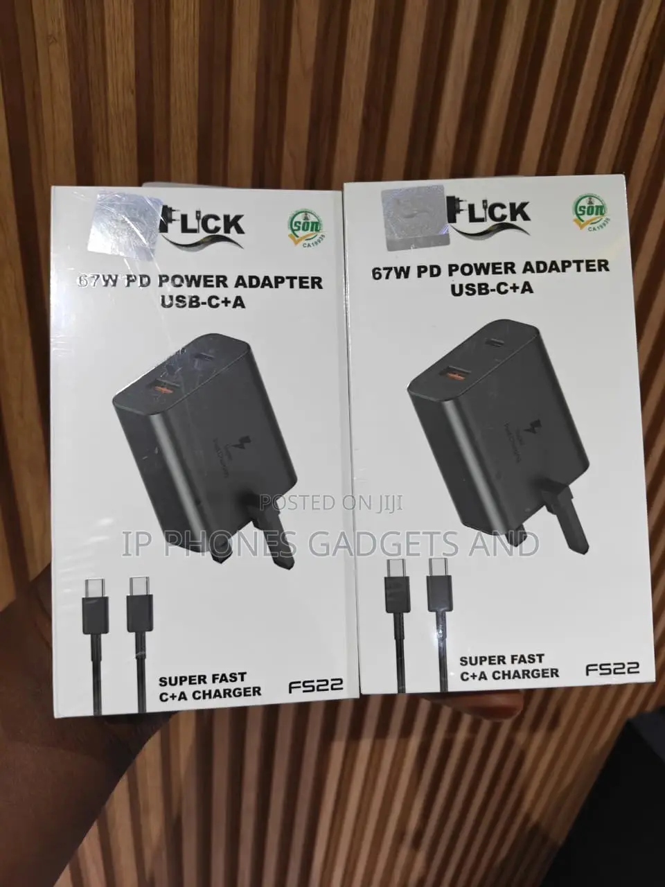 Original Flick Super Fast Charger 67w- USB-C + USB-A + Cable