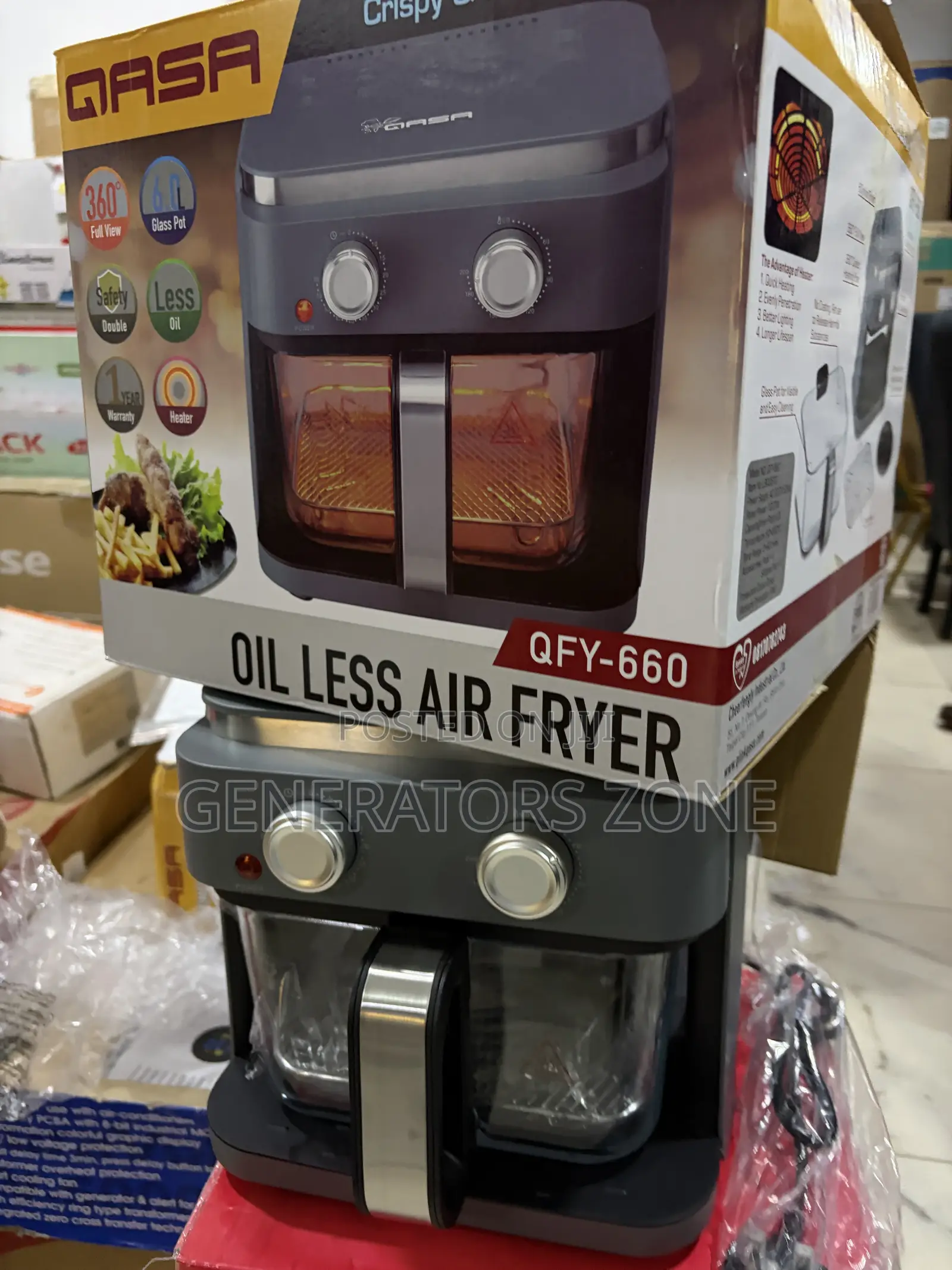 Qasa QFY-660 Transparent Glass Air Fryer