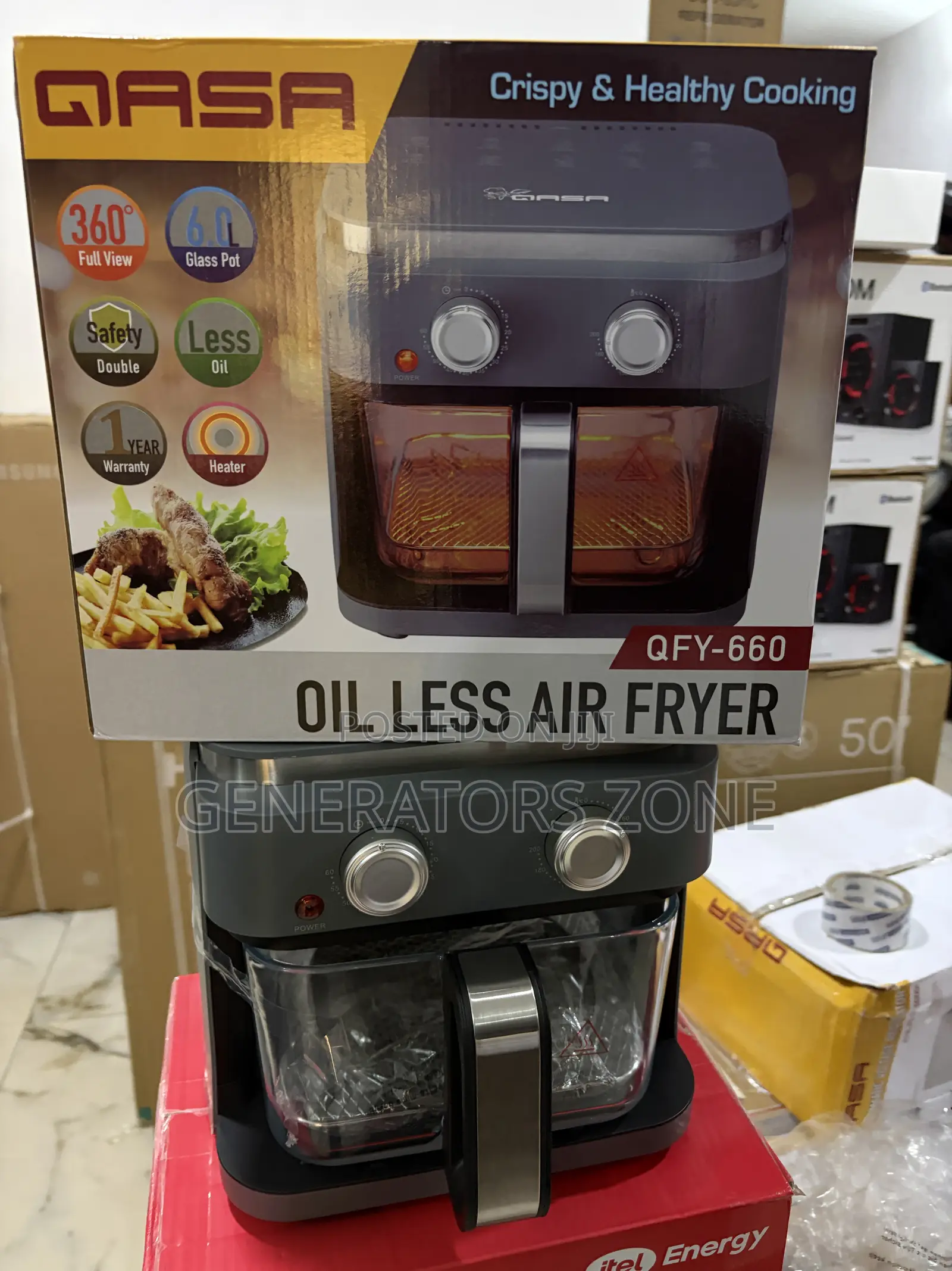 Qasa 6L Air Fryer With 360° Full View
