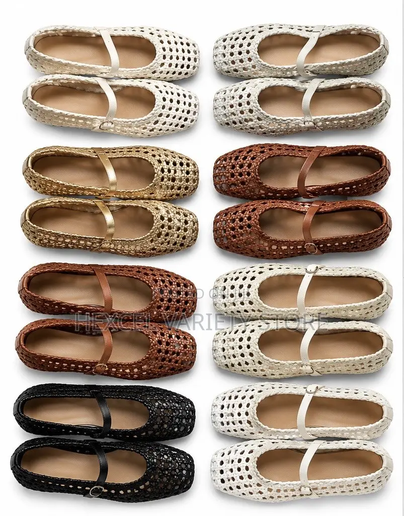Ladies Woven Mary Jane Ballet Flats – Stylish Casual Shoes