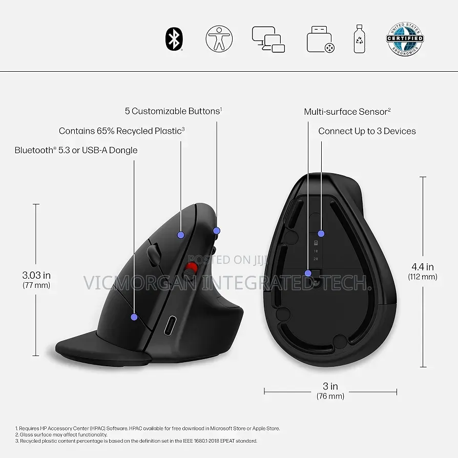 HP 920 Ergonomic Vertical Wireless Mouse (Flagship Ergonomic Wireless