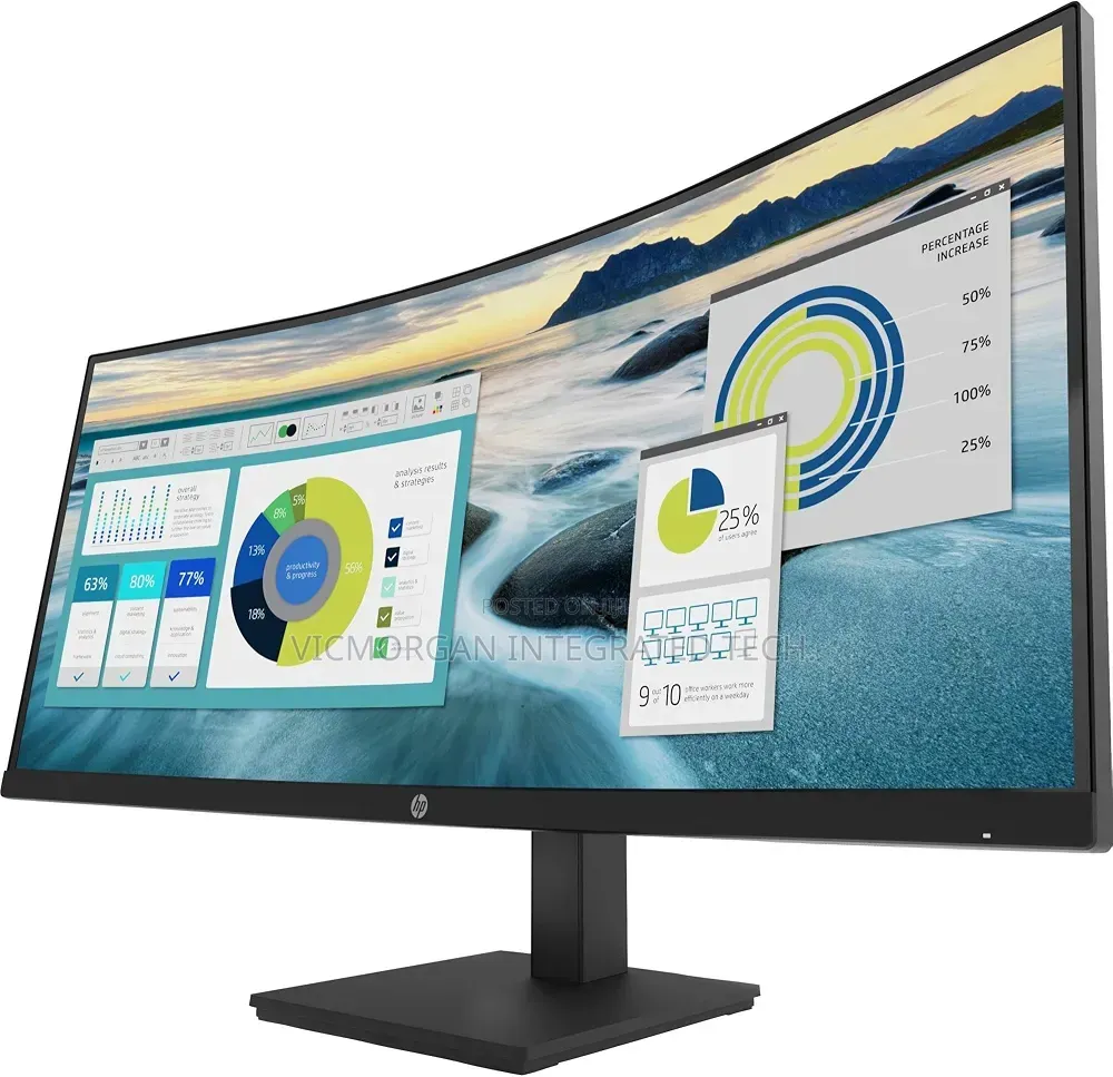 HP P34hc G4 Curved USB-C Monitor - 34" WQHD, 60Hz, Built-in Speaker,